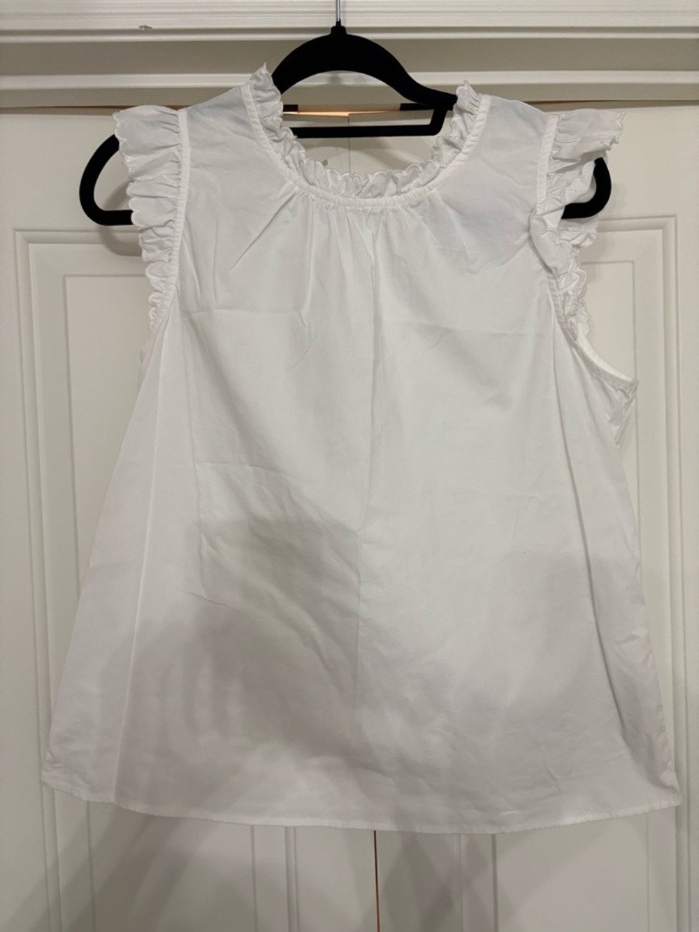J. Crew Factory White Ruffle Sleeve Cotton Blouse